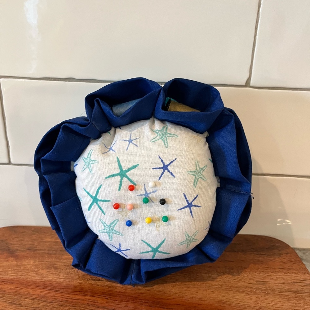 Hand Crafted Blue and White Starfish Decorative Pin cushion